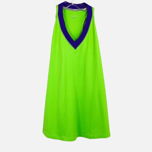 Jofit NEW Betsy Bright Green & Purple V-Neck Athletic Tank Top - Size XL - Picture 1 of 5